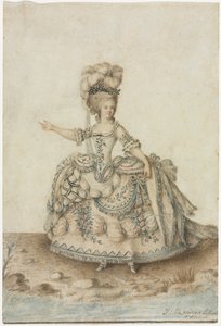 オペラ歌手のための衣装習作、1781年。 作： Jean Michel Moreau le Jeune