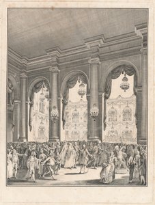仮面舞踏会 - 1782 年 1 月 23 日、王太子モンシニョールの誕生を祝うパーティー 作： Jean Michel Moreau the Younger