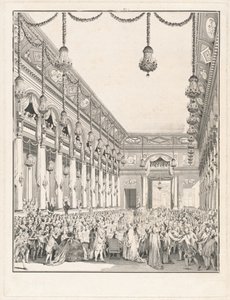 王室の饗宴 - 1782 年 1 月 21 日、王太子モンシニョールの誕生を祝う饗宴 作： Jean Michel Moreau the Younger