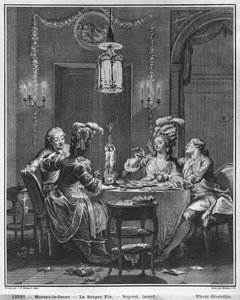イシドルスタニスラスヘルマン（1743-1809）1781によって刻まれたグルメの夕食 作： Jean Michel the Younger Moreau