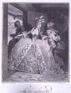 ロバート・ドローネー（1749-1814）が彫った「告別」。 作： Jean Michel the Younger (after) Moreau