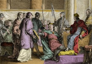 ブルターニュ王エリスポエ（857年没）（Herispogius - Hervspogius - Respogius）は、851年、バルド公シャルル2世（823年～877年）の手から王国の装飾品を受け取った。ジャン・ミッシェル・モロー（モロー・ル・ジュン）（1741-1814）によるエングレーヴィング 作： Jean Michel the Younger Moreau