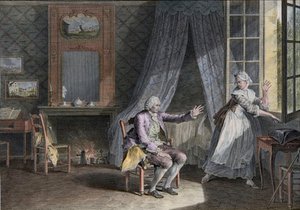 ジャン・ジャック・ルソーの最後の言葉（1712-1778）ジュネーブの英語圏の作家。18世紀末のエングレーヴィング、Moreau le Jeune Les Dernieres Paroles Jean-Jacques Rousseau d