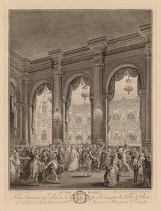 1782 年 1 月 23 日、オテル ド ヴィルでの仮面舞踏会 作： Jean Michel the Younger Moreau