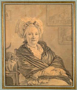 猫と一緒に座っている女性、c。 1776年。 作： Jean Michel the Younger Moreau