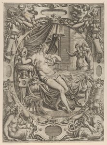 クレオパトラ、アスプに噛まれる 1535-55年 作： Jean Mignon