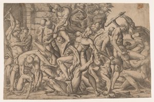 裸の男たちの戦闘（1535-55年 作： Jean Mignon