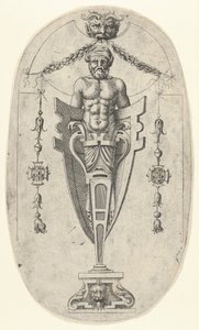 男性終末像、髭とターバンをつけた胴体を半身の台座で囲んで...、1543年頃。 作： Jean Mignon