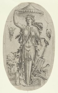楽器を持った女性の形をしたターム、1535-55年。 作： Jean Mignon