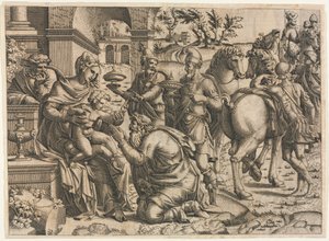 賢者の礼拝c。 1545年。 作： Jean Mignon