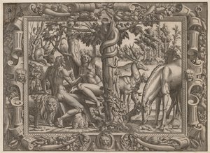 イブの誘惑、c。 15451547。 作： Jean Mignon