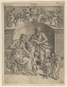 聖ヨハネに抱かれた幼子イエスを抱く聖母 1543年 作： Jean Mignon