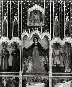 Virgin of Mercy、c.1429（詳細167594も参照）（パネル上のテンペラ） 作： Jean Mirailhet