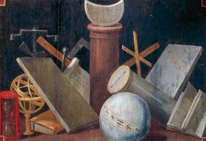 科学・天文機器、1620年頃、ジャン・モズニエ（1600-1656）によるパネル画。フランス、ロワール＝エ＝シェール県、ボーレガード城 作： Jean Monier or Mosnier