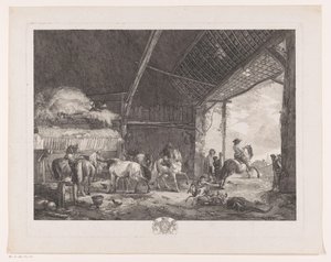 郵便局厩舎の人物と馬 レキュリー・ド・ラ・ポスト Philips Wouwermanによる絵画の後の版画（シリーズタイトル） Works of Ph.pe Wouwermans Hollandois (シリーズタイトル)