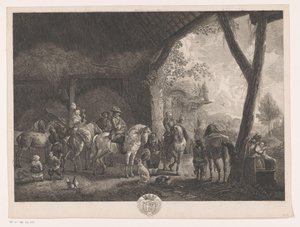 狩猟隊、厩舎から出発 ル ヴァン ド レトリエ Philips Wouwermanによる絵画の後の版画（シリーズタイトル） Oeuvres de Ph.pe Wouwermans Hollandois (シリーズタイトル)
