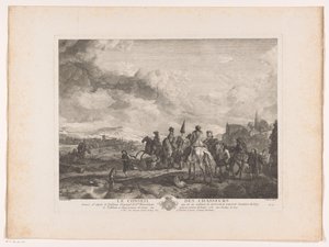 風景の中で狩猟パーティーを休む Le Conseil des Chasseurs (オブジェクトのタイトル) Philips Wouwermanによる絵画の後の版画（シリーズタイトル） Works of Ph.pe Wouwermans Hollandois (シリーズタイトル)