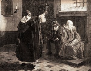スペインの偉大な審問官であるトマス・デ・トルケマーダ神父（1420-1498）は、カトリックのアラゴン王フェルディナンド2世とカスティーリャ王イザベラの間では 作： Jean Paul (after) Laurens