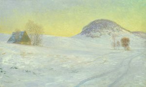 雪の中の鷹の山（キャンバスに油彩） 作： Jean Paul Kayser