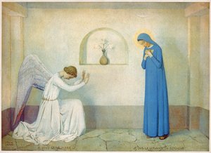 聖母への告知。 1920年頃（イラスト） 作： Jean Paul Laurens