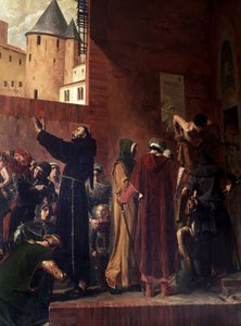 Delivrance des embmures de Carcassonne 1303年8月、カルカッソンヌとアルビの人々は、異端審問の地下牢から、そこに収容されていた多くの囚人たちを引きずり出すためにやってきた - ベルナール・デリキューは、彼の演説が楽しませてくれた群衆を封じ込めようとした - 改革 作： Jean Paul Laurens