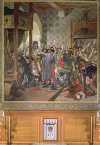 エティエンヌ マルセル (d.1358)、1358 年に暴徒から王太子を守る 作： Jean Paul Laurens