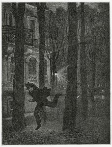 囚人の逃亡-ヒストワールダン犯罪、19世紀のイラスト（bw彫刻） 作： Jean Paul Laurens