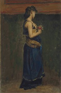 Jean-Paul Laurens - メロヴィング朝女性の全身像の習作 作： Jean Paul Laurens