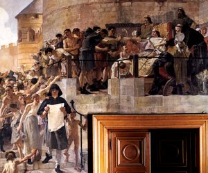 フランスのルイ 6 世がパリ市民に最初の勅許状を与える、12 世紀 c1858-1921 作： Jean Paul Laurens