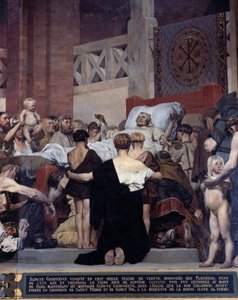 パリ市の守護神、聖ジュヌヴィエーヴの死 ジャン・ポール・ローランス（1838-1921）による壁画 パリ、パンテオン 作： Jean Paul Laurens