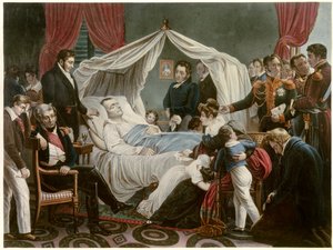 La Mort de Napoleon, 5/05/1821 a Sainte Helene シャルル・オーギュスト・スチューベン（1788-1856）の絵の後に、ジャン・ピエール・マリー・ジャゼ（1788-1871）がリトグラフで描いた作品。シャトーミュージアム