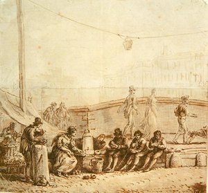ポンヌフのコーヒー売り手、1819 作： Jean Pierre Norblin de La Gourdaine