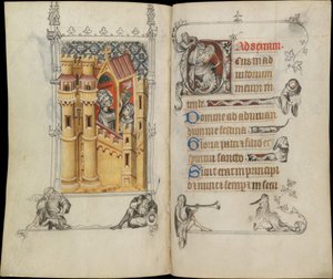 フランスの女王、ジャンヌ・デヴルーの時間、約。 1324-28。 作： Jean Pucelle