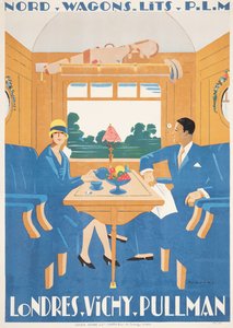 ロンドンからヴィシー・プルマンへの特急列車の広告ポスター