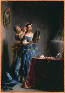 トイレの女性（油彩・パネル
