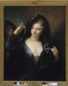 真珠のネックレスを持つ若い女性 作： Jean Raoux