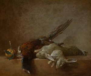 ゲームのある静物、おそらく1750年代。 作： Jean Baptiste Simeon Chardin