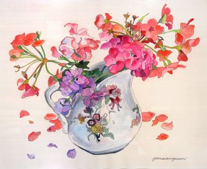 リモージュの春の花 デュ・バリー・クリーマー （紙に水彩、インク）