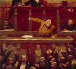 社会主義者の副官ジャン・ジョレス（1859-1914）の副官会議室のギャラリー ジャン・ヴェベール（1868-1928）の絵画の詳細 1903年 パリ、カルナヴァレ美術館 作： Jean Veber