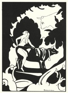 オヴィッドの愛の書：牛のイメージに惑わされて（カラーリトグラフ） 作： Jean de Bosschere