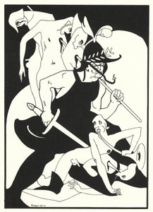 オヴィッドの愛の書：彼は何人の喉を切ったか、あなたに告げるだろう（カラーリトグラフ） 作： Jean de Bosschere