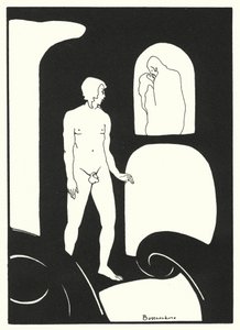 オヴィッドの愛の書：情熱的な恋人たちの予期せぬ出会い（カラーリトグラフ） 作： Jean de Bosschere