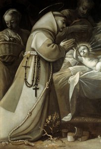 羊飼いたちの崇拝子供イエスの前で祈る僧侶。ジャン・ド・サン・イグニーの絵画 作： Jean de Saint Igny