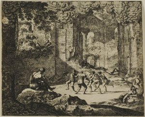 アンティーク遺跡の羊飼いの踊り 作： Jean le Pautre