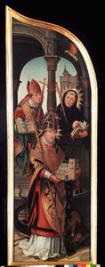 受胎告知のトリプティクの左パネル (受胎告知)。 ジャン・ベレガンベ・ザ・エルダー（1470-1534）による木に絵付け Dim. 103 x 33 cm サンクトペテルブルク、エルミタージュ美術館 作： Jean the Elder Bellegambe
