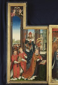聖三位一体の栄光のポリプティック、修道院長を描いたパネル、1509-15 作： Jean the Elder Bellegambe