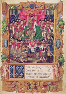 アンリ2世は、フランス騎士団サンミシェル勲章の章会を主宰します 作： Jean the Elder Cousin