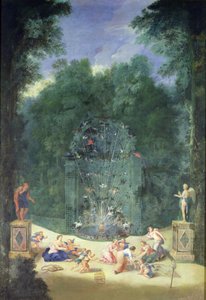 ベルサイユの森：鳥、ニンフ、ケルビムのいる迷路の入り口の眺め、1688年 作： Jean the Younger Cotelle