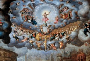 最後の審判の詳細。子飼いのジャン・クーサン（1522-1594）の絵画 16世紀 日1,45x1,42 m 作： Jean the Younger Cousin