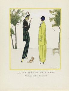 春の朝、パブ。 1914（ステンシルプリント） 作： Jeanne Magnin